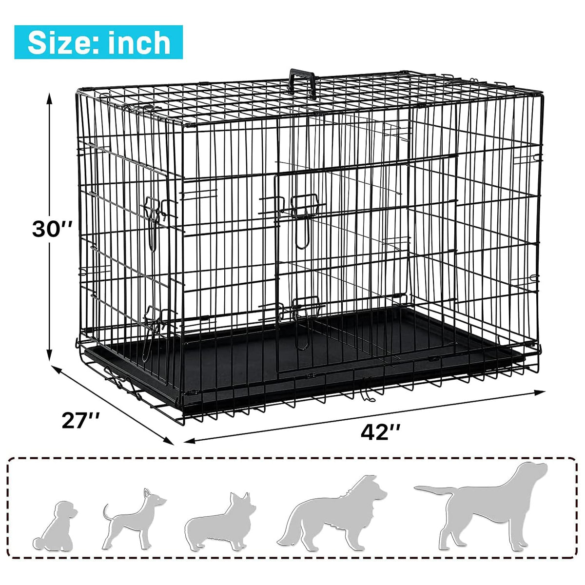 48 Inch Double-Door Dog Crate with Divider F218