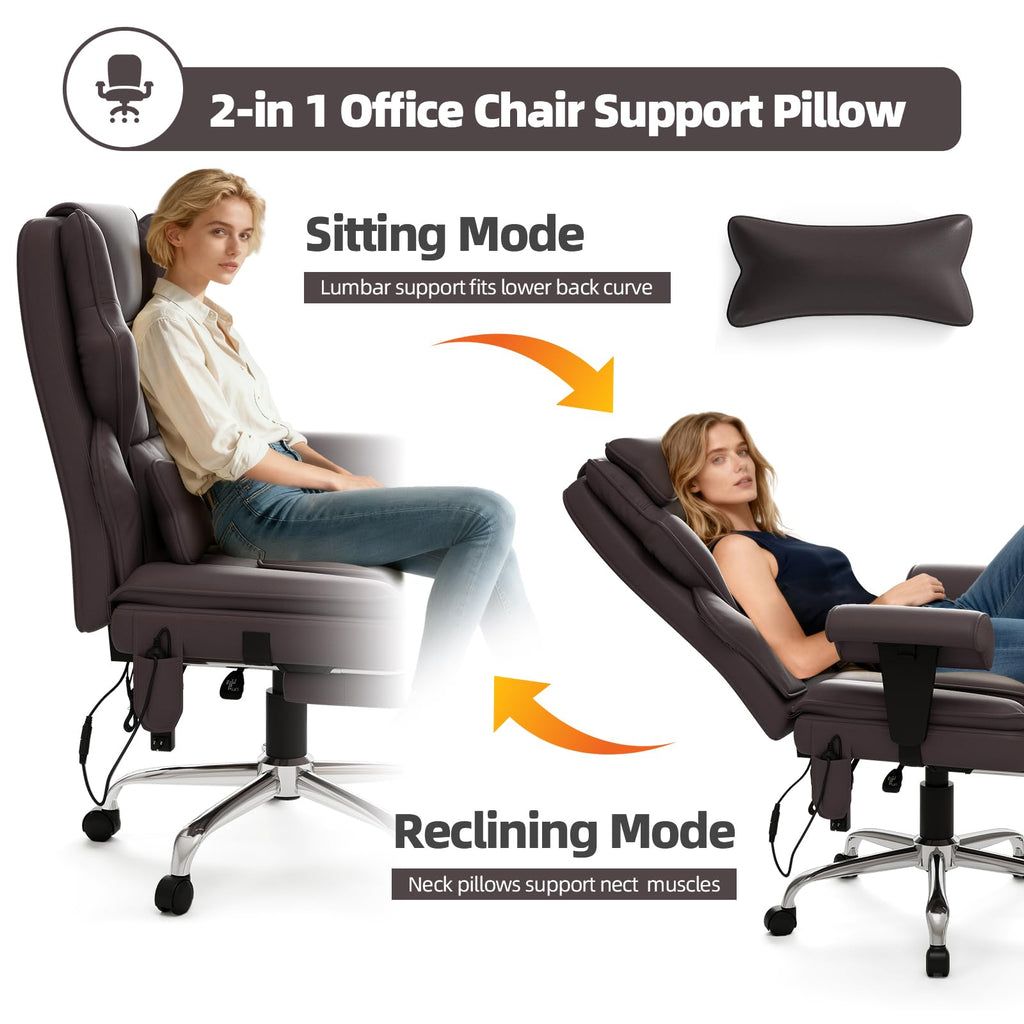 Brown Heated Massage Office Chair with Footrest N884
