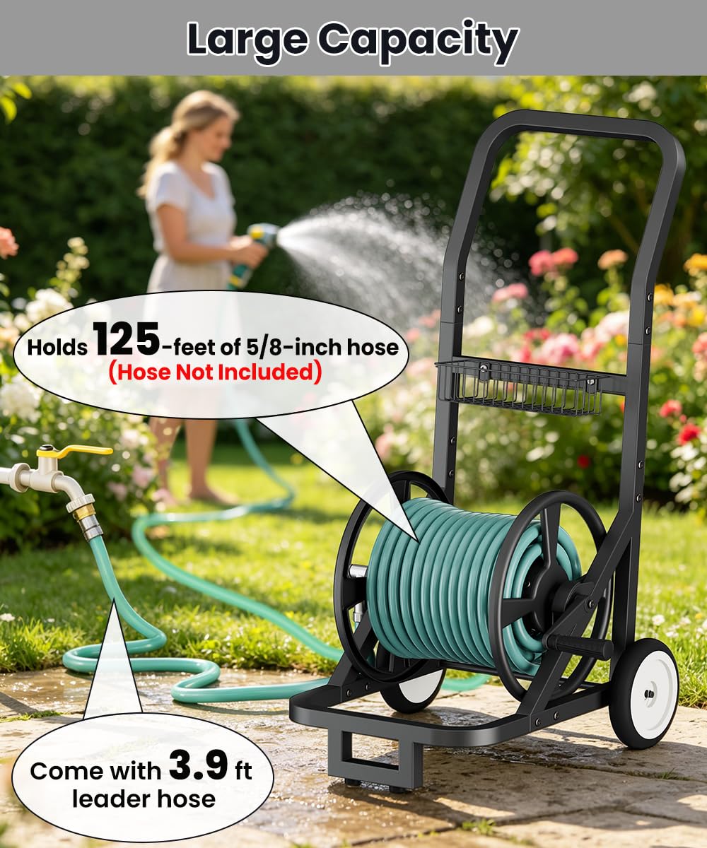 Garden Hose Reel Cart with Wheels D411