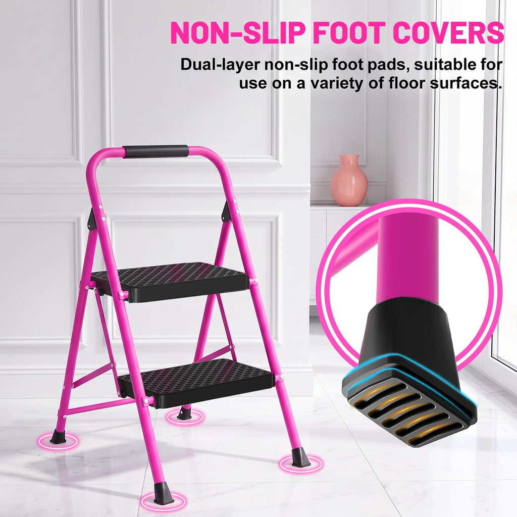 Pink Foldable 2 Step Ladder U21239