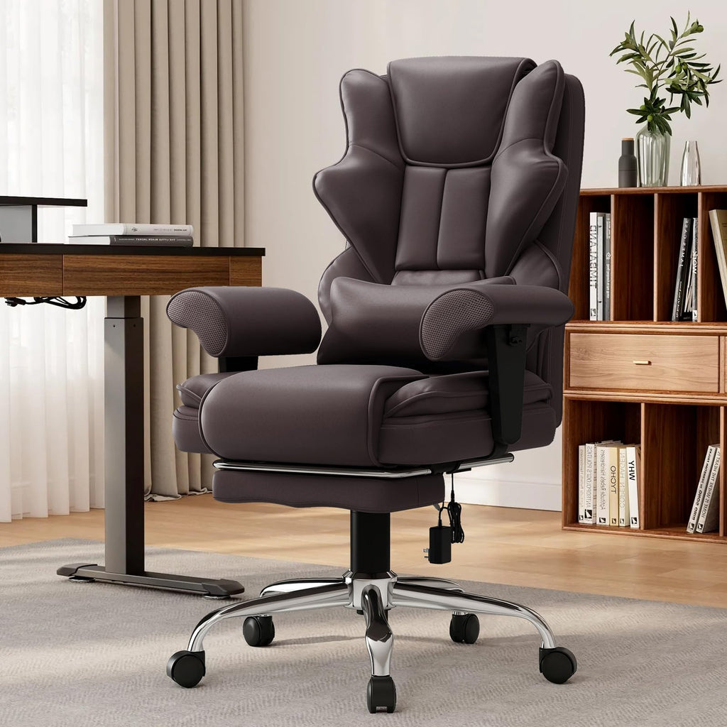 Brown Heated Massage Office Chair with Footrest N884