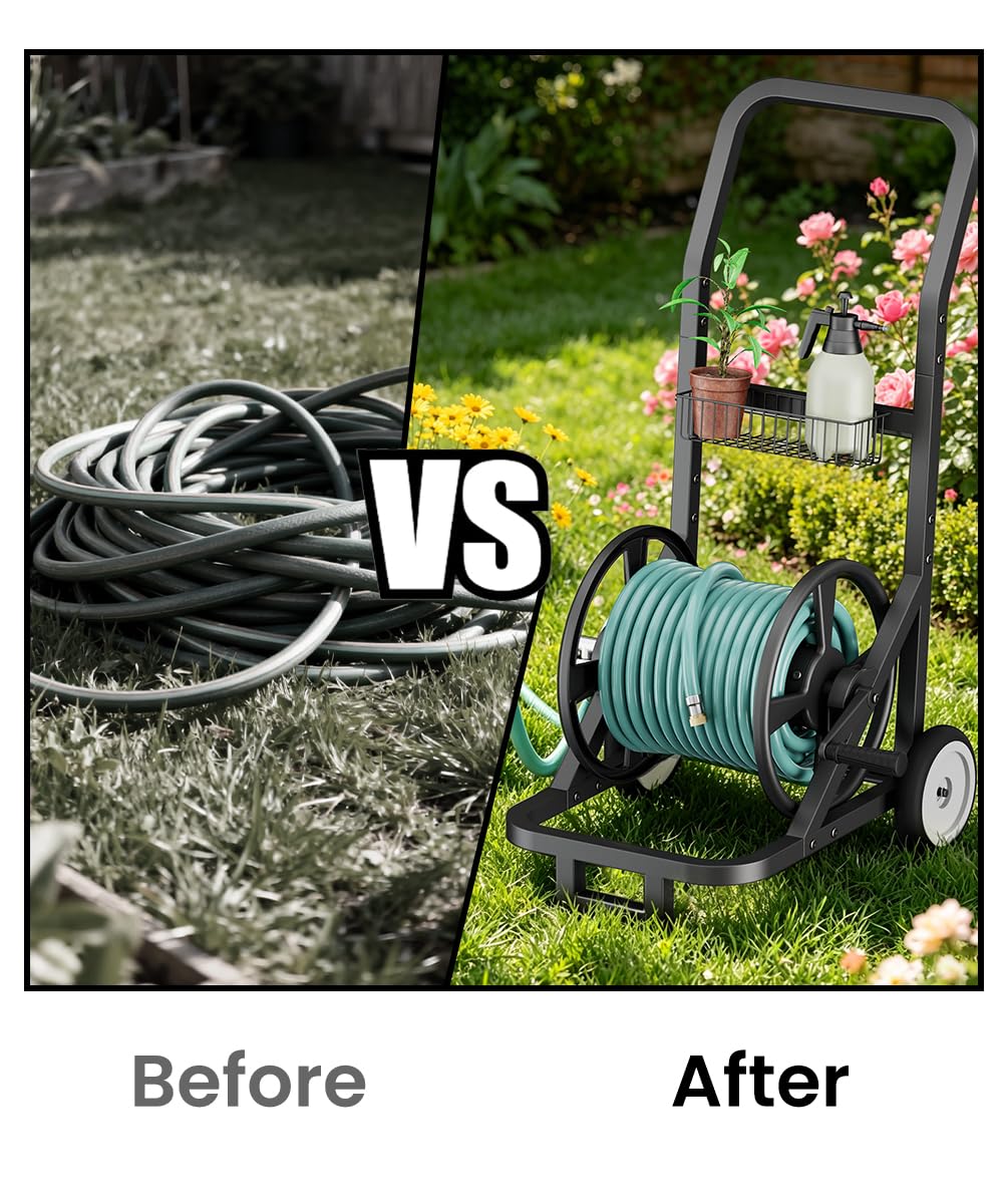 Garden Hose Reel Cart with Wheels D411
