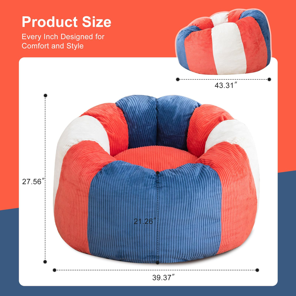 Shredded Foam Bean Bag Chair with Arms V637