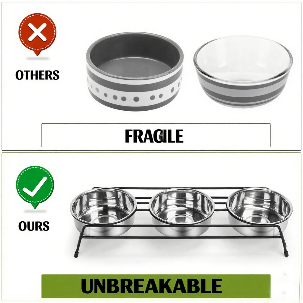 Raised Cat Bowls 3 Stainless Steel I415