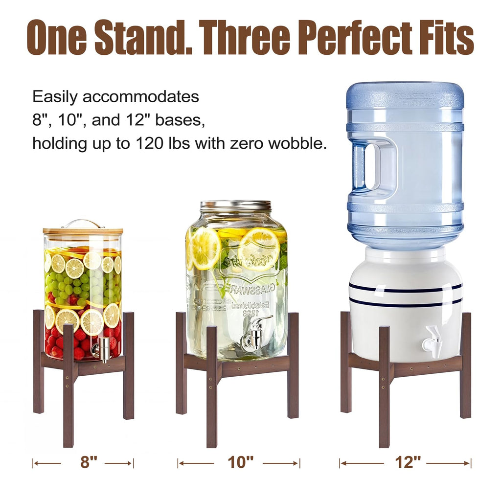 Adjustable Bamboo Drink Dispenser Stand for 2-5 Gallon G435