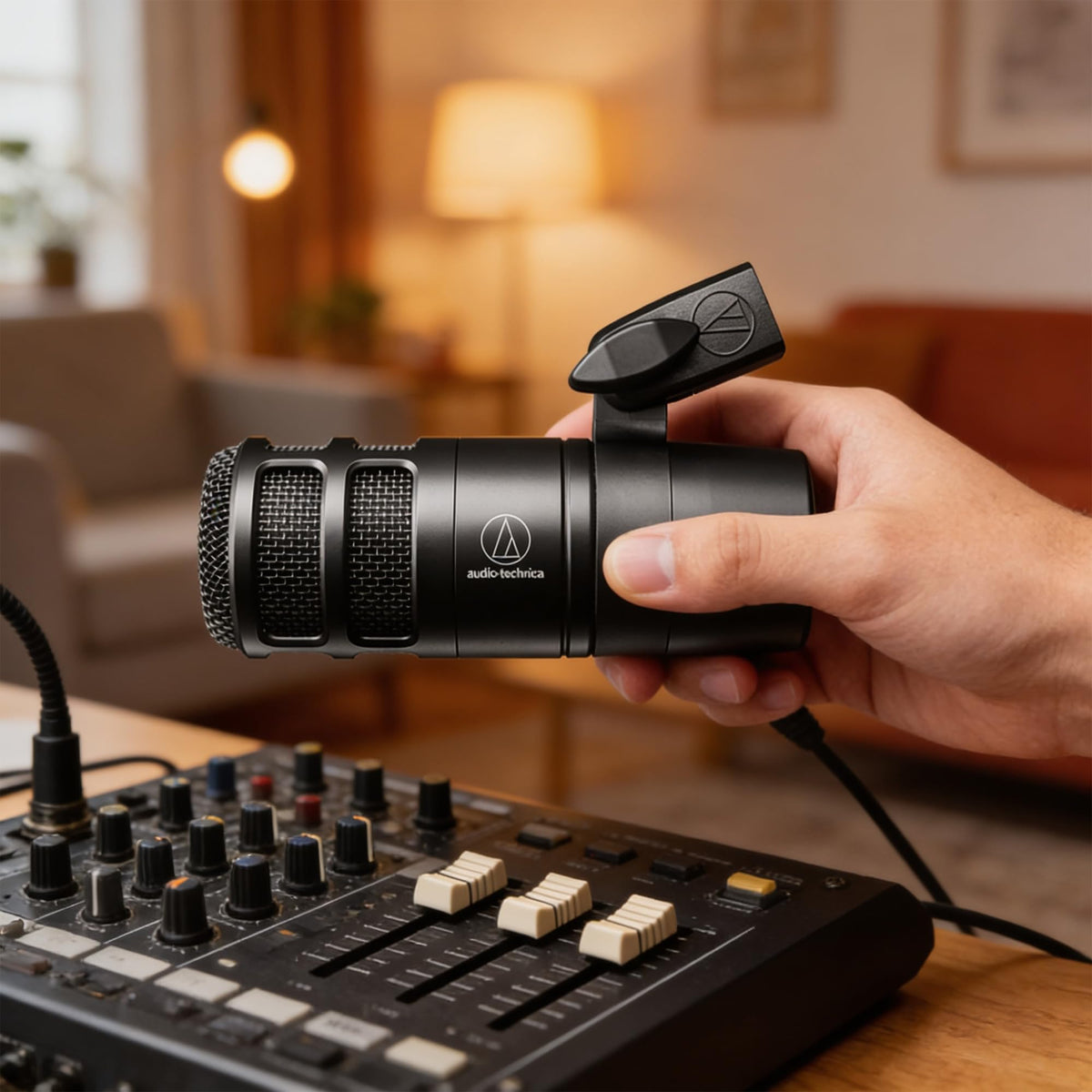 Hypercardioid Dynamic Podcast Microphone Bundle with Pop Filter, Boom Arm, XLR Cable W9278