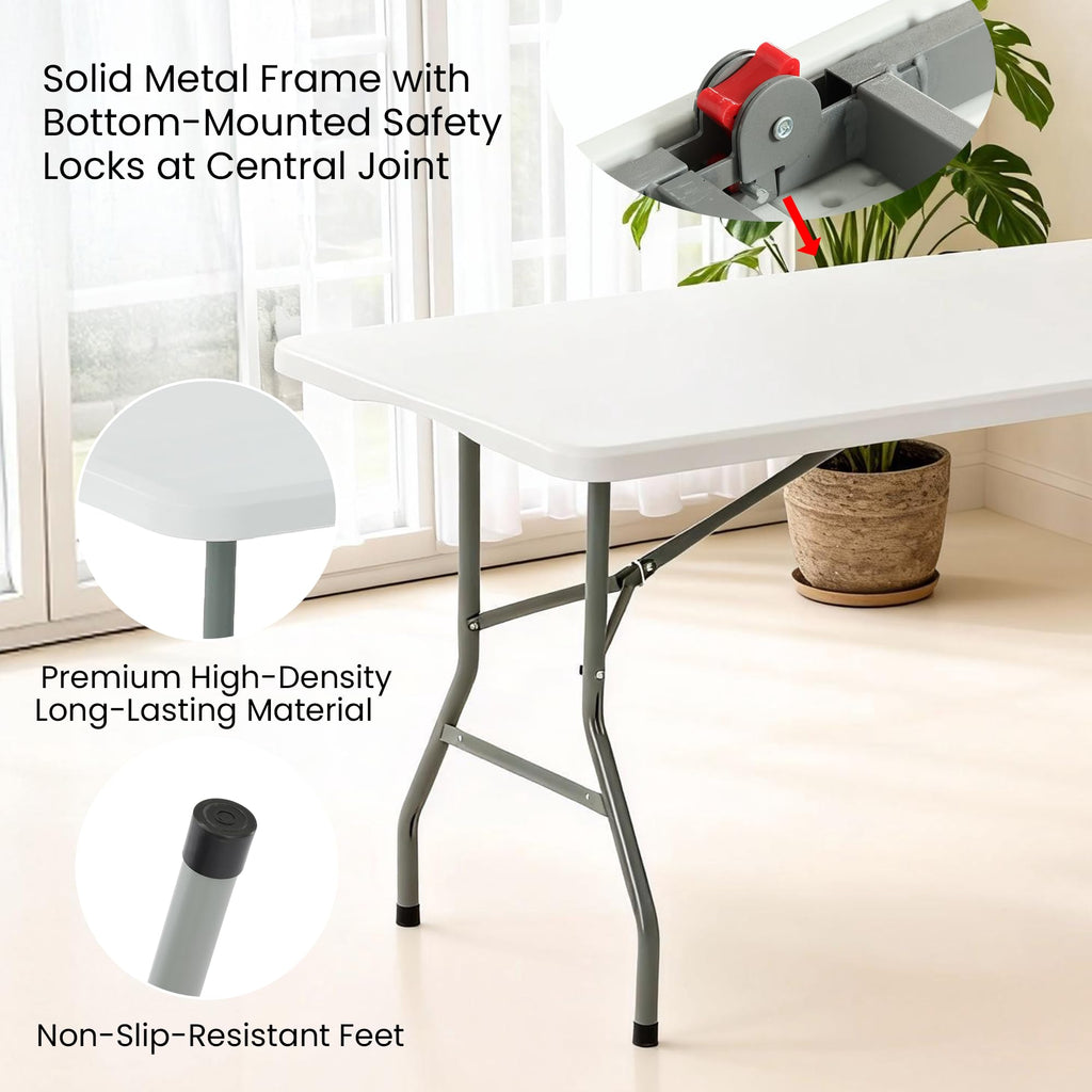 6 Foot Foldable Table with Handle & Steel Legs P178537
