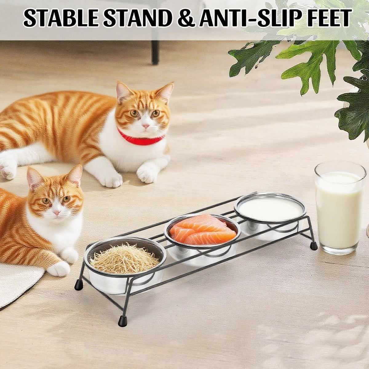 Raised Cat Bowls 3 Stainless Steel I415
