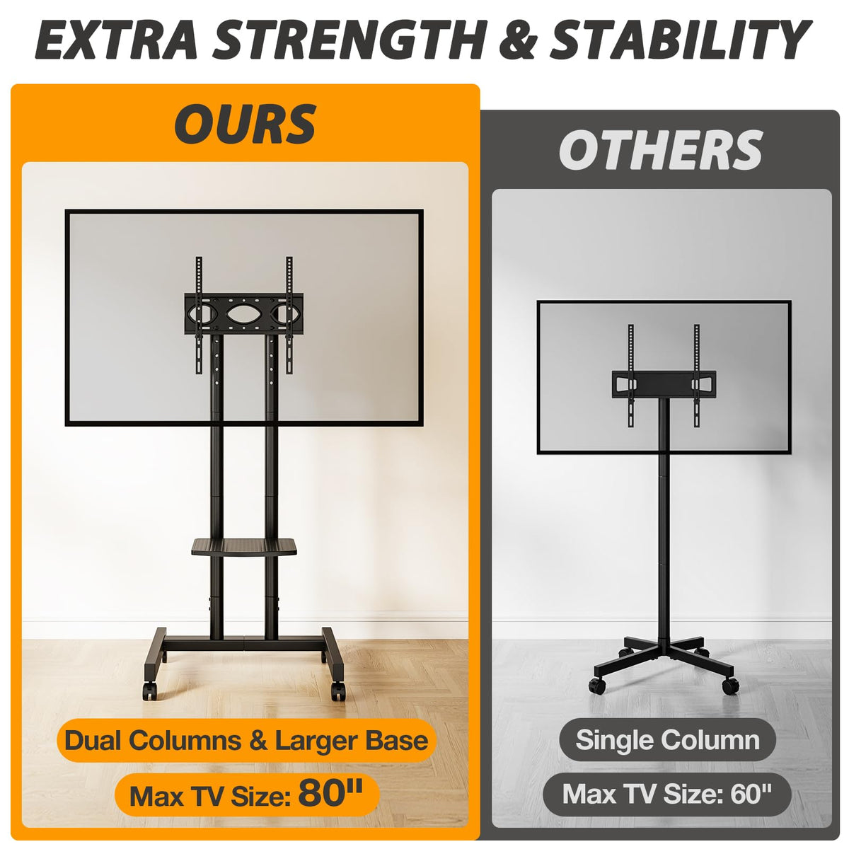 Heavy Duty Rolling TV Stand for 27-80 inch TVs W876498