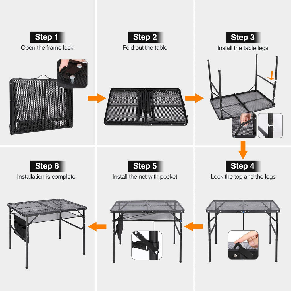 36x24 Aluminum Folding Grill Table with Adjustable Height Legs N3756