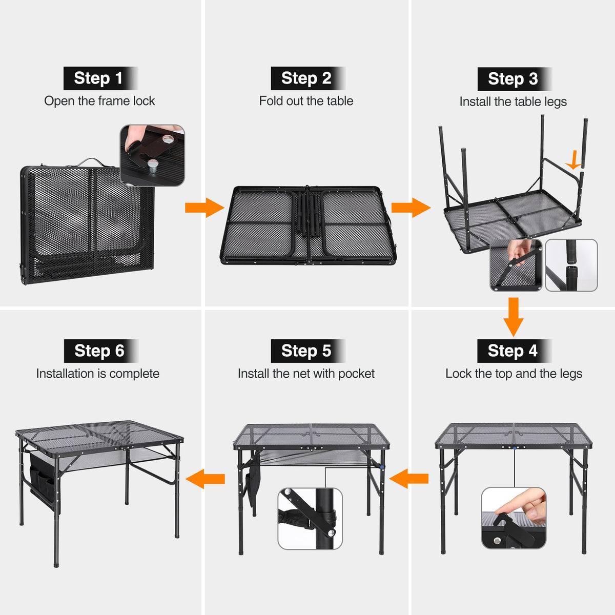 36x24 Aluminum Folding Grill Table with Adjustable Height Legs N3756