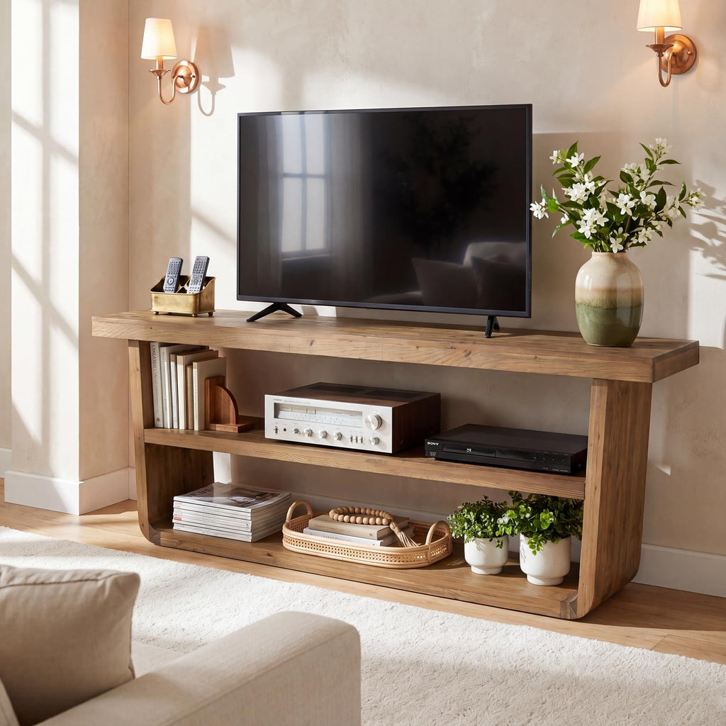 63" Solid Wood 3-Tier TV Stand M127788