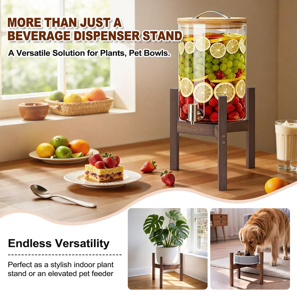 Adjustable Bamboo Drink Dispenser Stand for 2-5 Gallon G435
