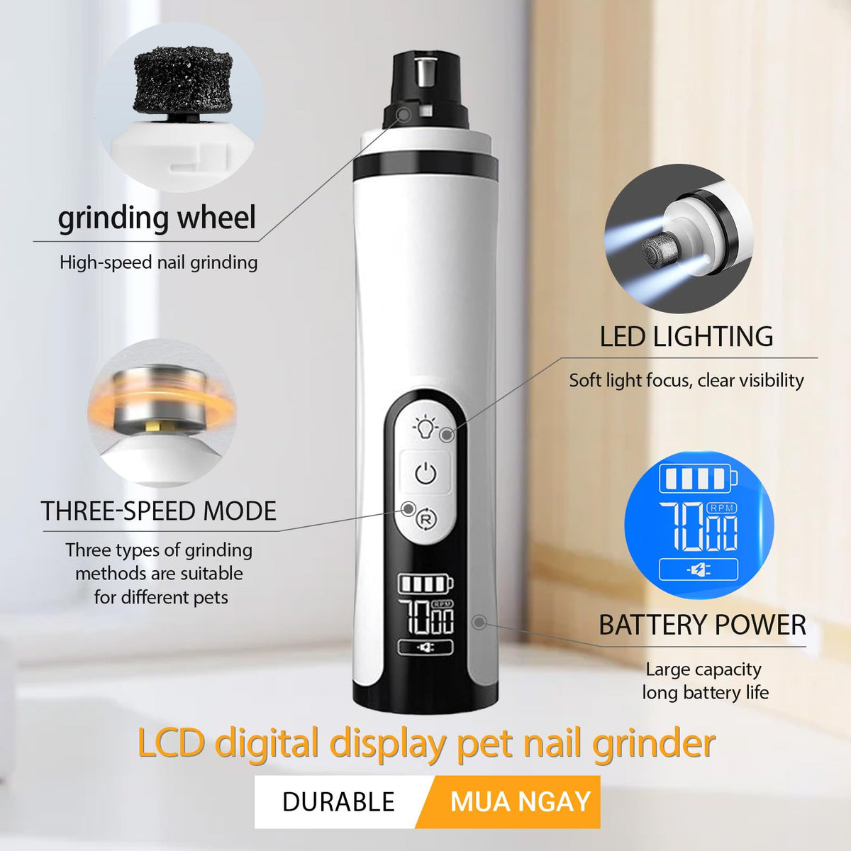 Silent Rechargeable Electric Pet Nail Grinder I640