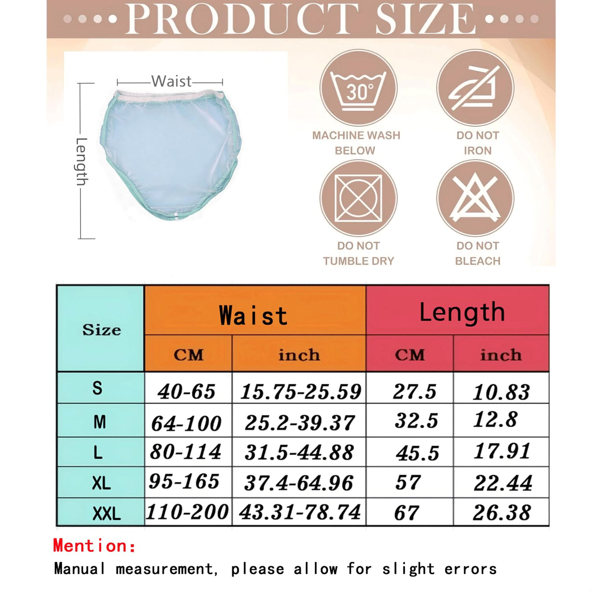 Plastic Waterproof Incontinence Underwear Size XL L620