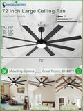 Black 72in Ceiling Fan with Lights Z3106