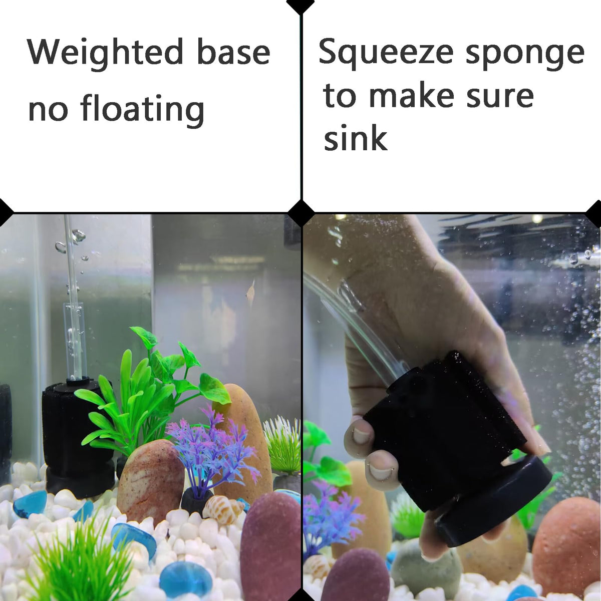 Aquarium Air Powered Sponge Filter with Airline Tubing N7391