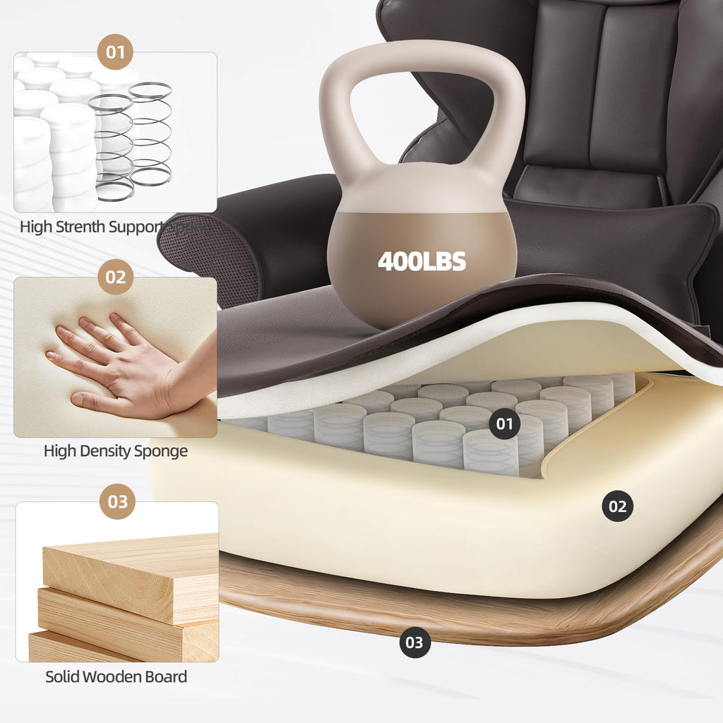 Brown Heated Massage Office Chair with Footrest N884