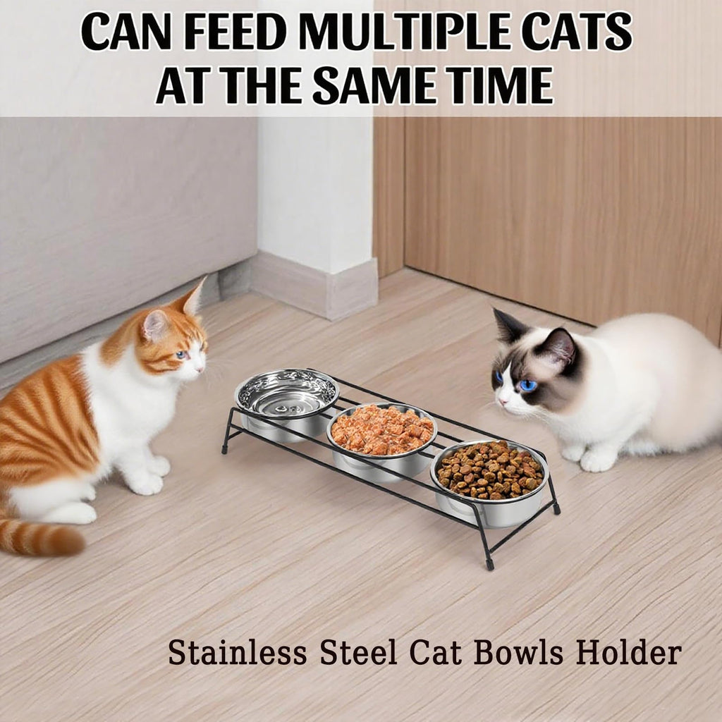 Raised Cat Bowls 3 Stainless Steel I415