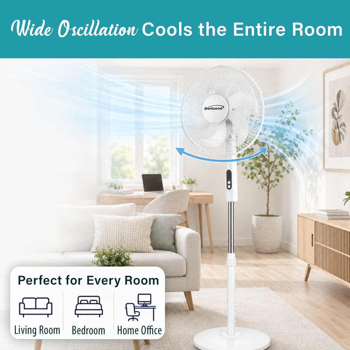 16” Oscillating Stand Fan with Remote, White C675295