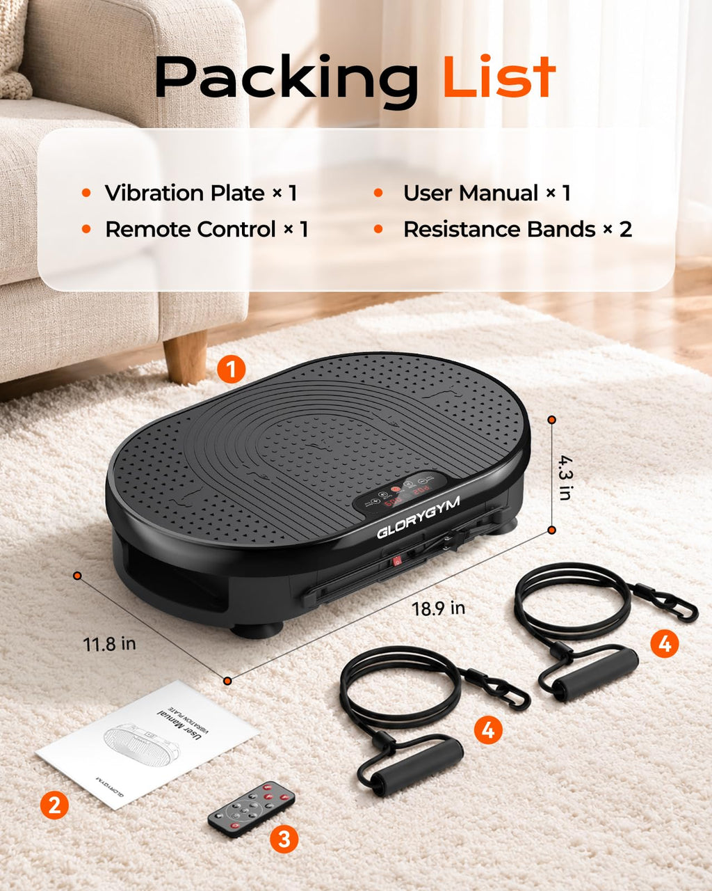 Vibration Plate Exercise Machine with Resistance Bands V693