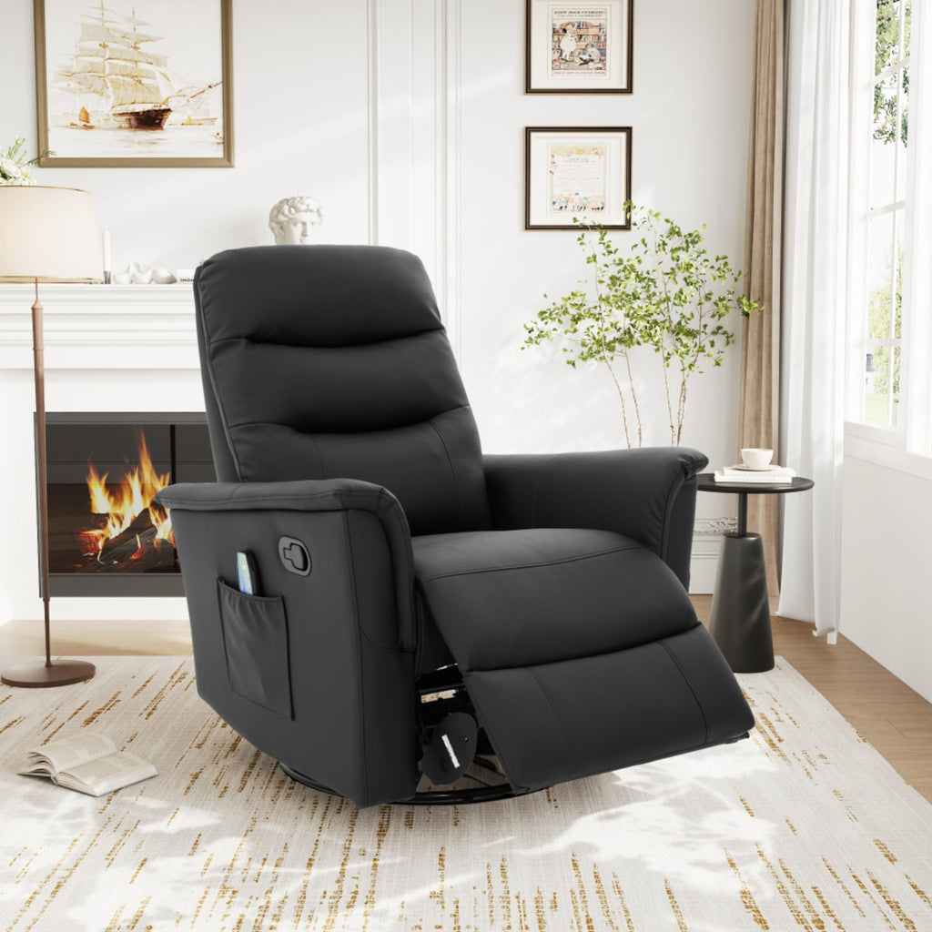 Black Boucle Swivel Rocker Glider Lounge Chair D20786