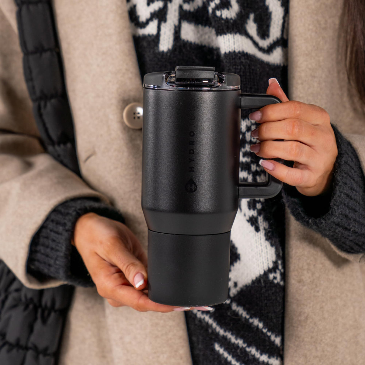 20oz Ceramic-Lined Mug with Handle, Black Y66483