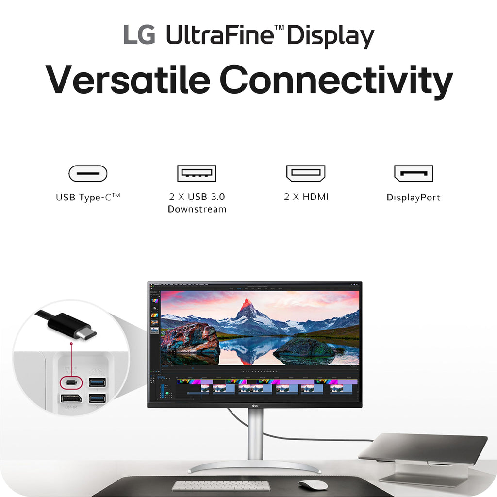 32-inch 4K UHD IPS Computer Monitor with Built-in Speaker, White U9170
