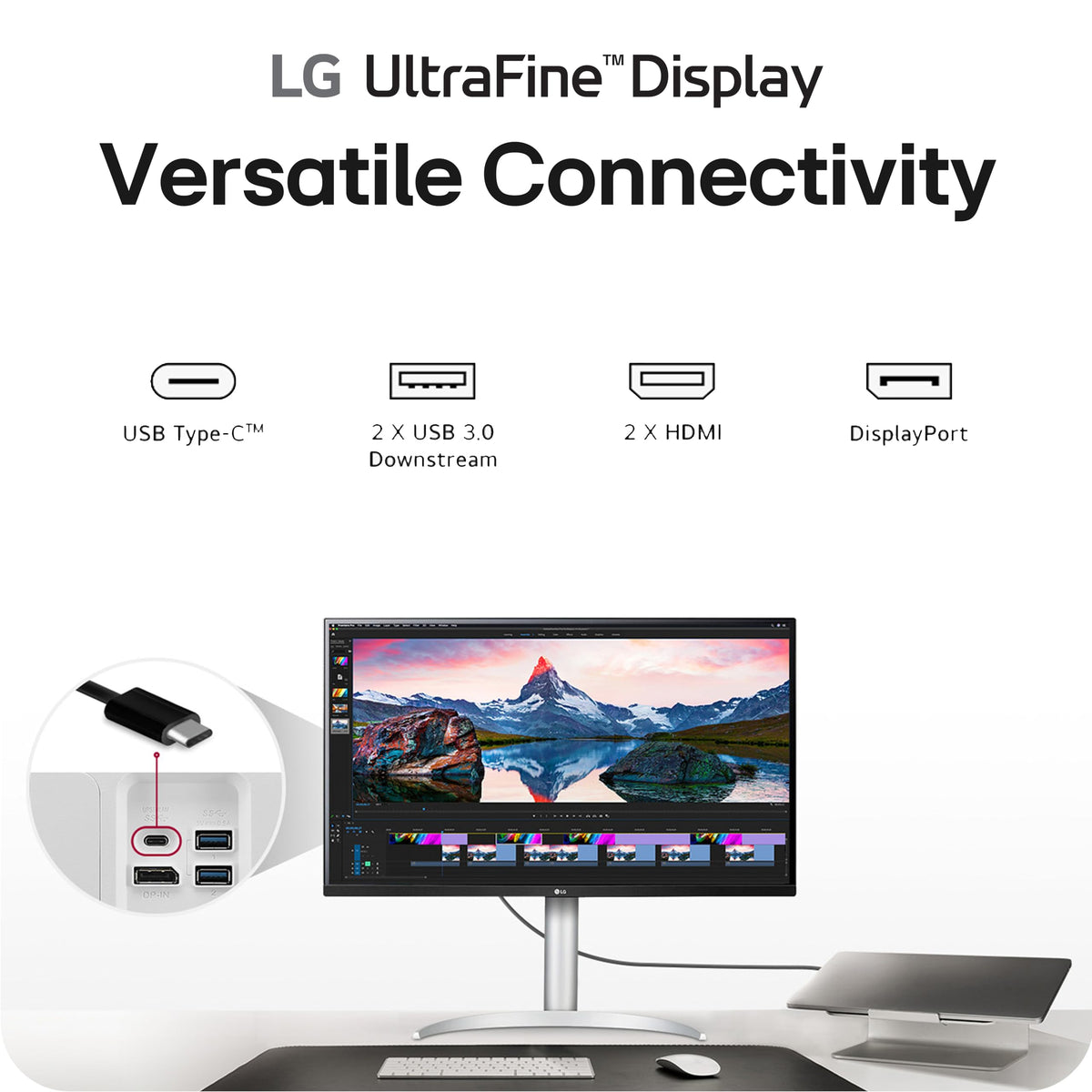 32-inch 4K UHD IPS Computer Monitor with Built-in Speaker, White U9170