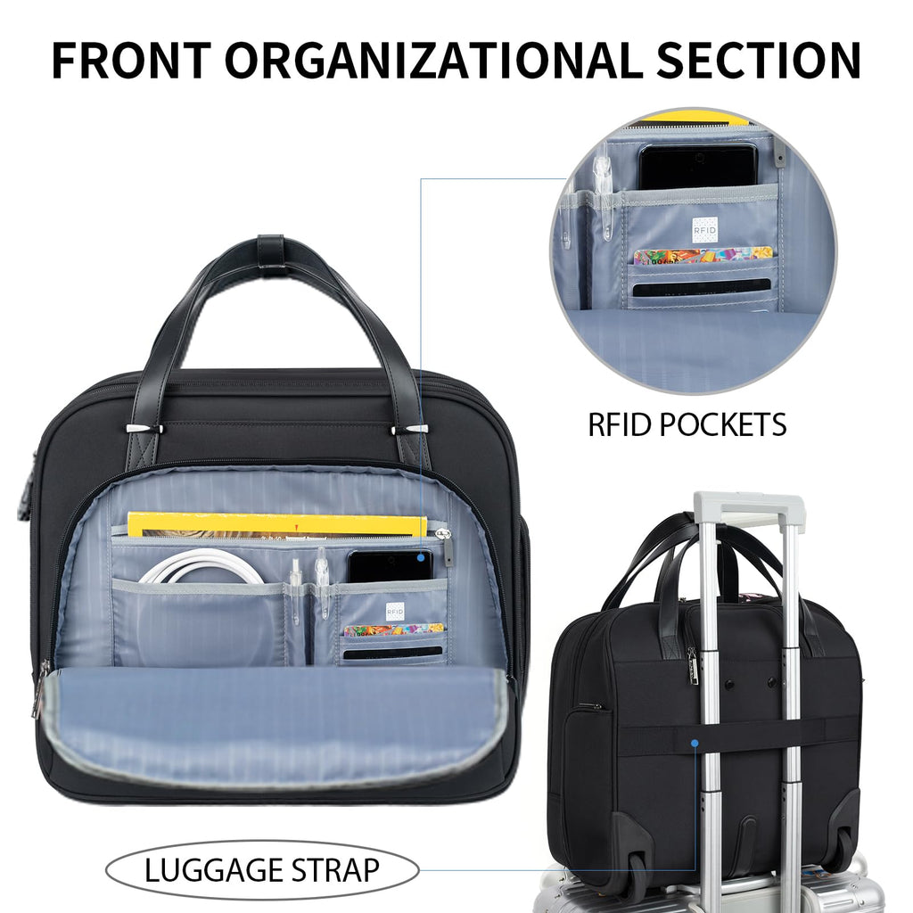 Rolling Laptop Bag 15.6 Inch Black H7308