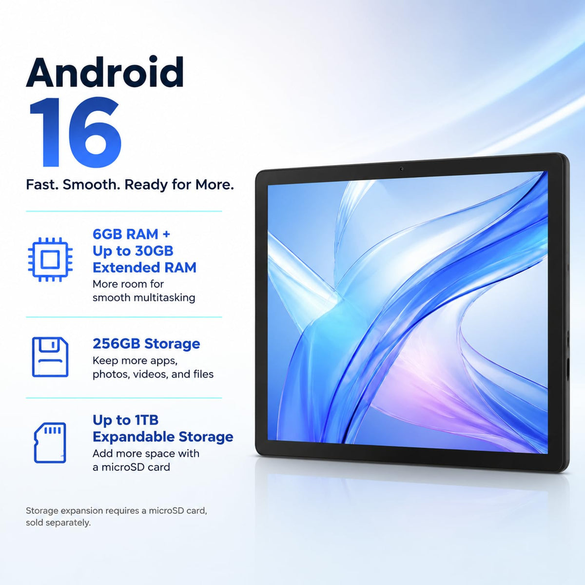 10.1 Inch Android 16 Tablet with 36GB RAM 256GB ROM N283082
