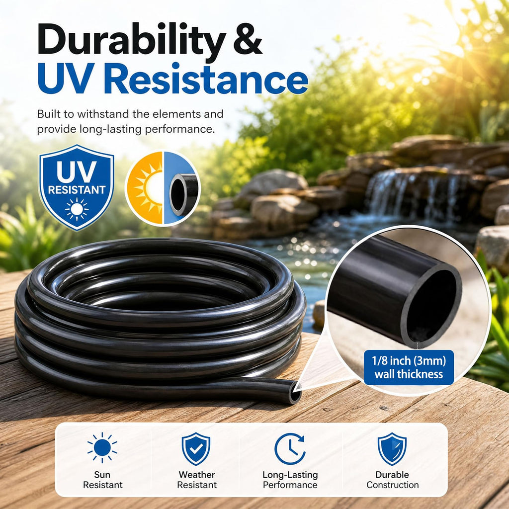 3/4 Inch ID x 100ft PVC Hose with 4 Stainless Steel Hose Clamps V2689
