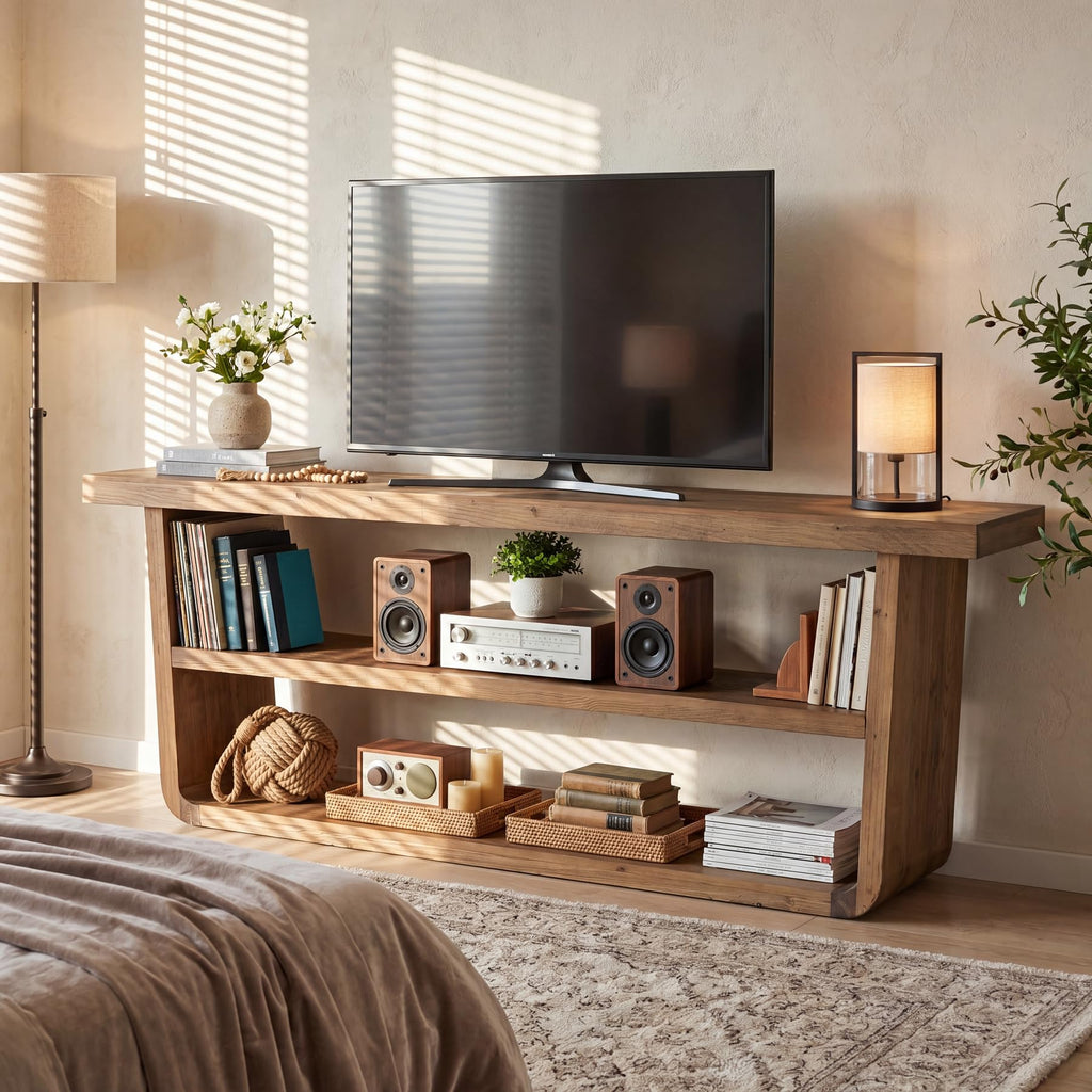 63" Solid Wood 3-Tier TV Stand M127788