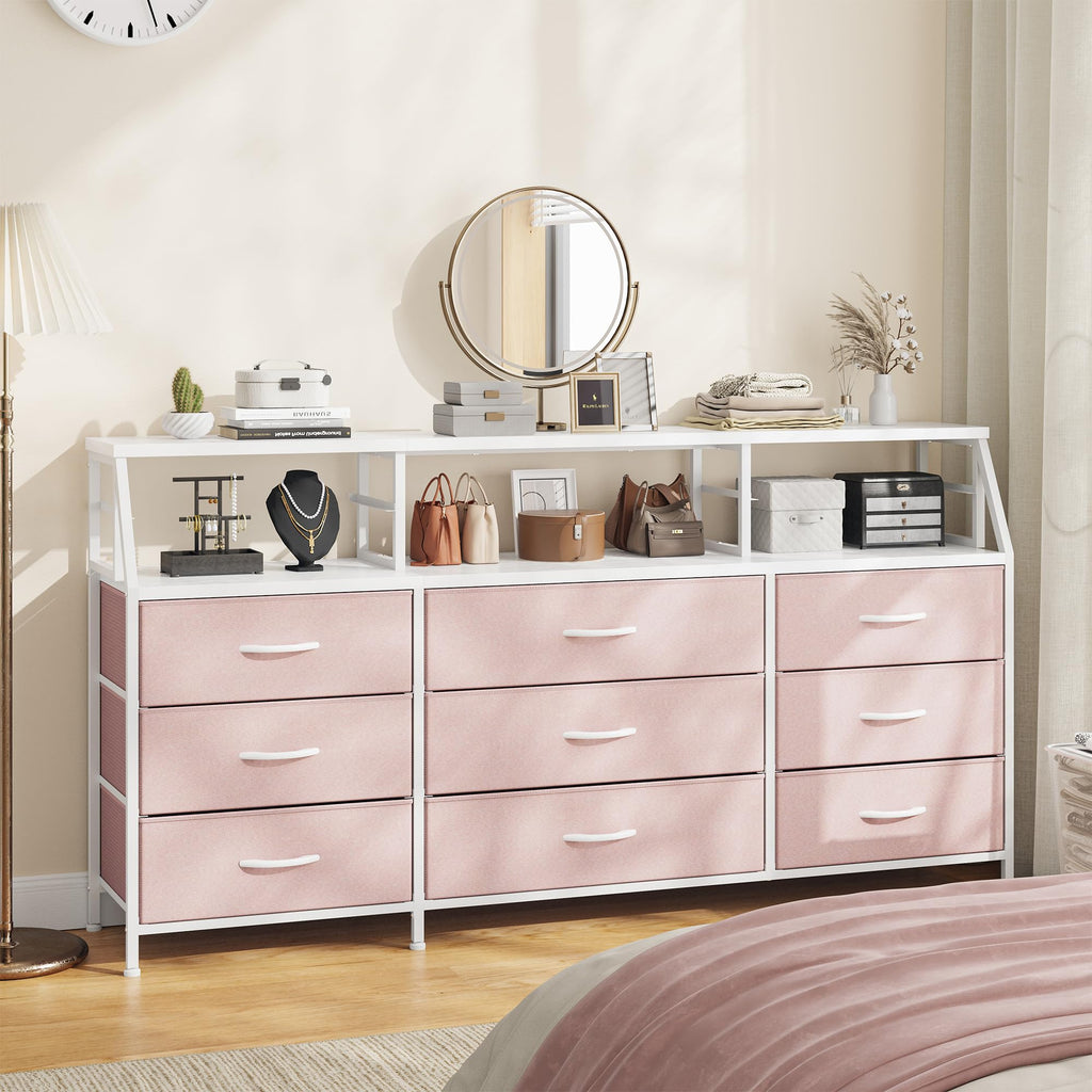Pink 9 Fabric Drawer Dresser Q6131