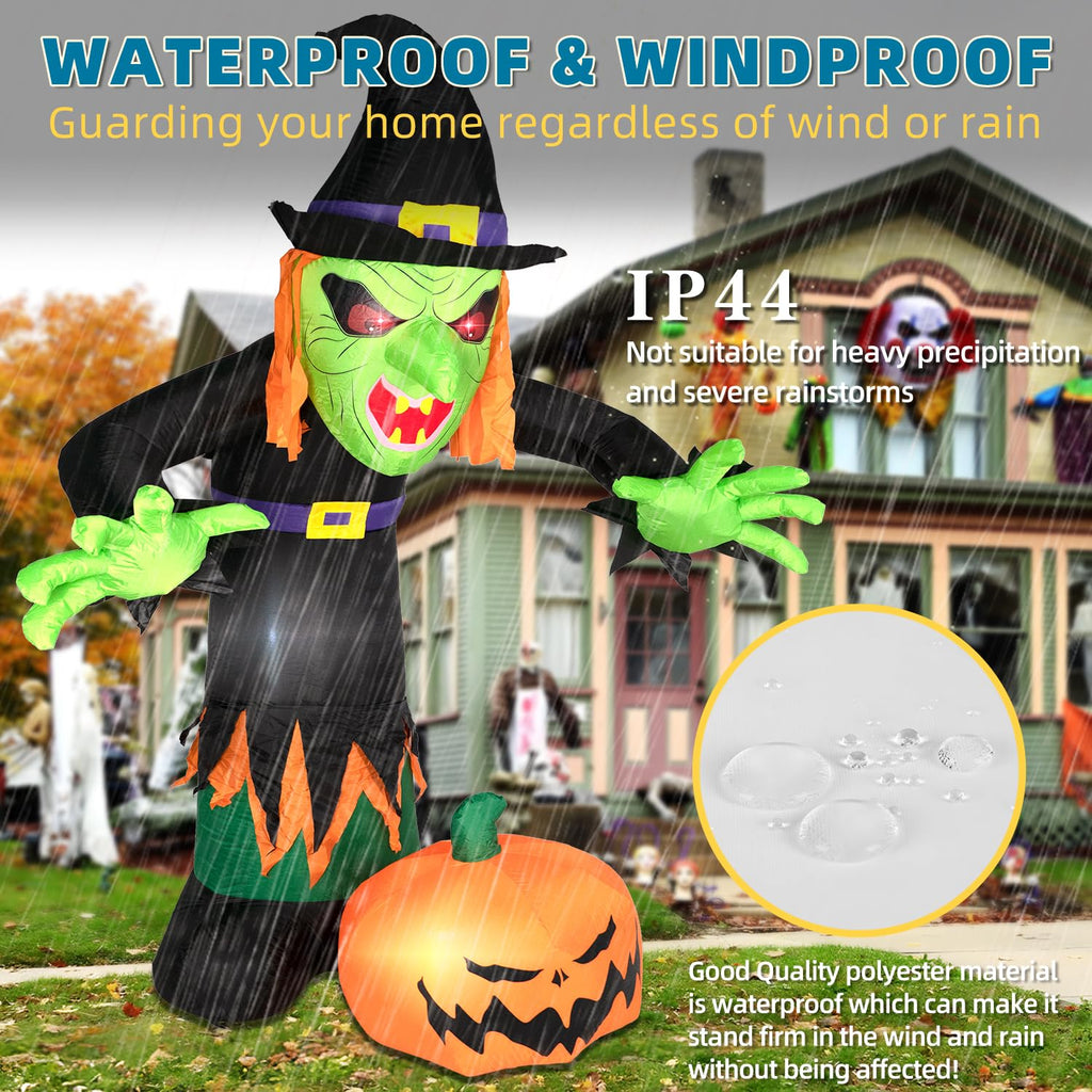 8FT Inflatable Witch Decorations with LED Lights V1312