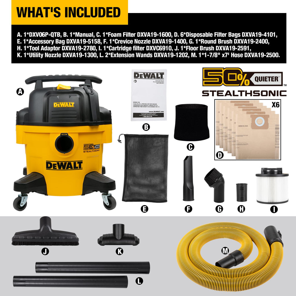6 Gal 5 HP Quiet Wet and Dry Shop Vacuum X87101