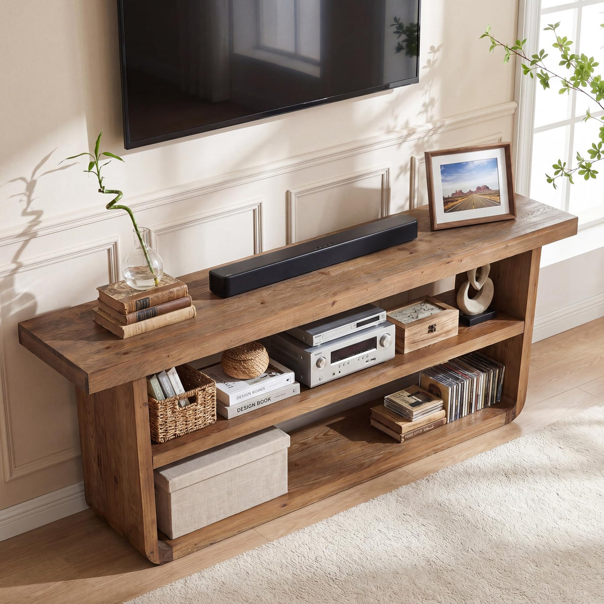 63" Solid Wood 3-Tier TV Stand M127788