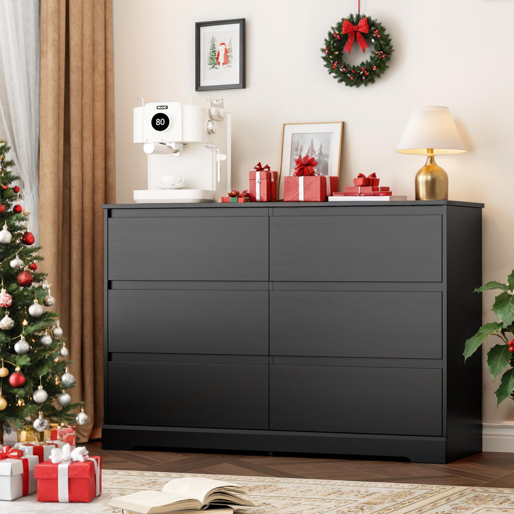 Black 6 Drawer Double Dresser L463359