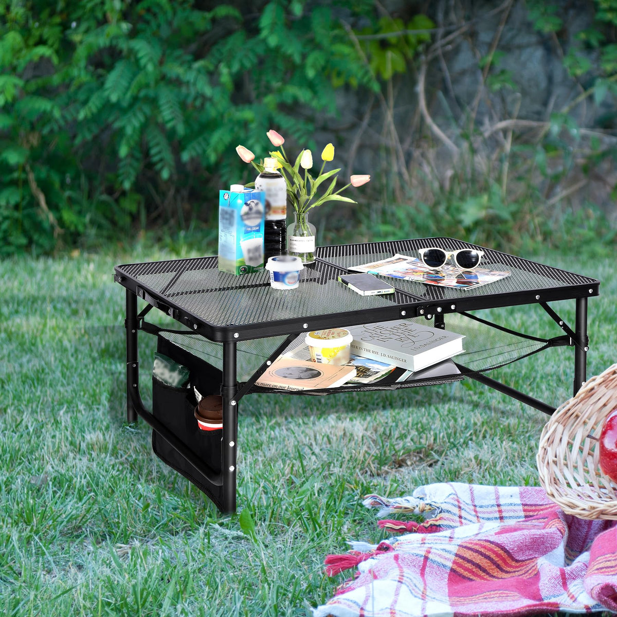 36x24 Aluminum Folding Grill Table with Adjustable Height Legs N3756