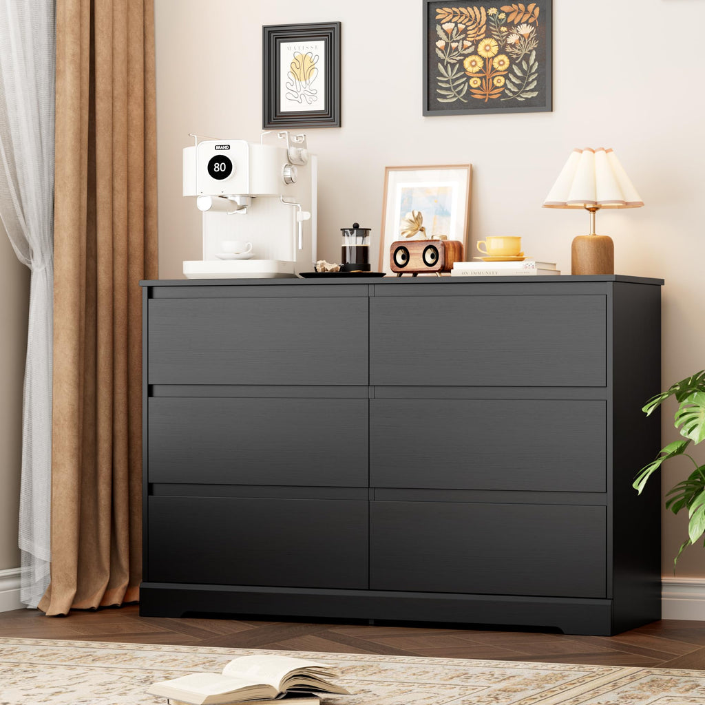 Black 6 Drawer Double Dresser L463359