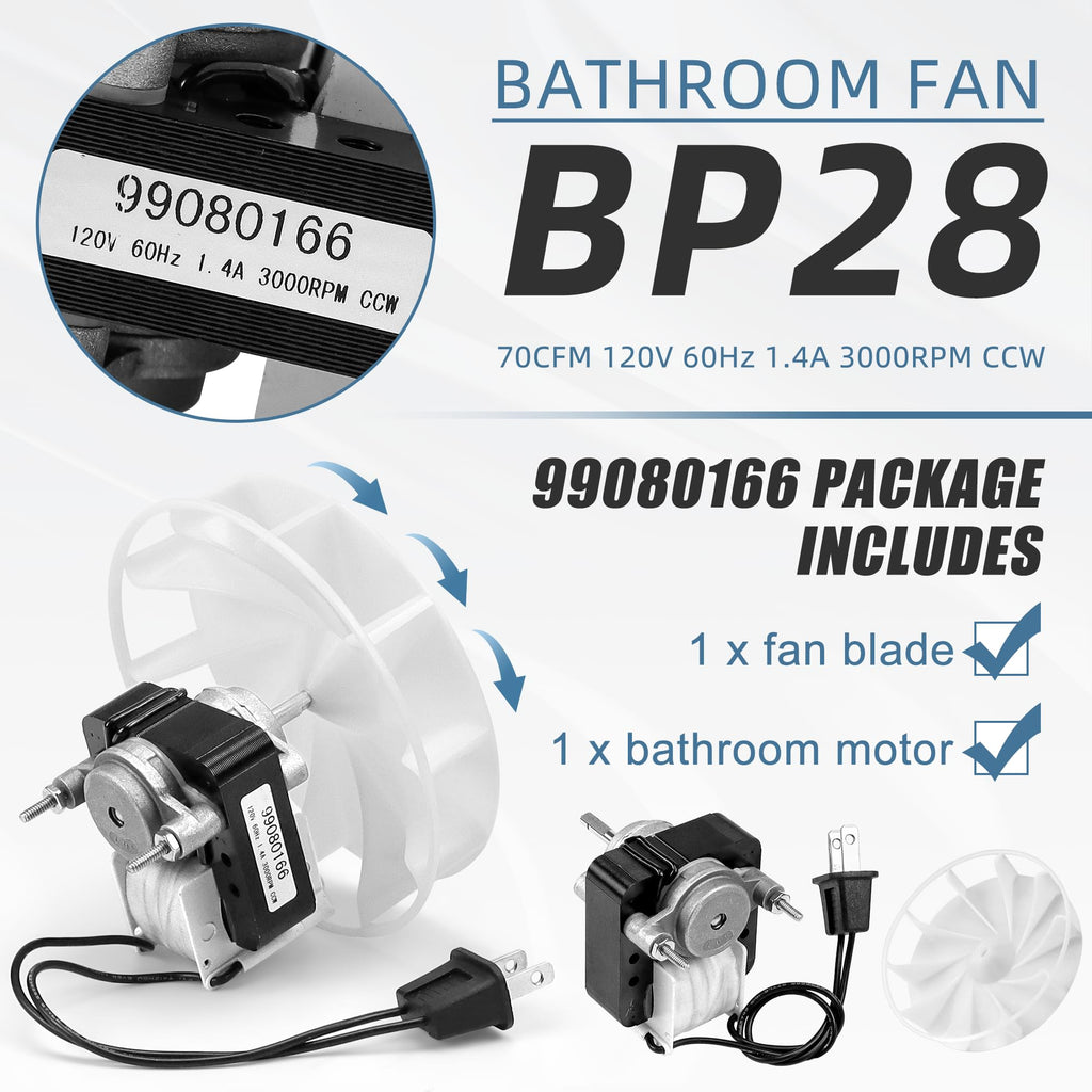 Bathroom Vent Bath Fan Motor Kit Replacement 70cfm 1.4 Amp 120V Q50553