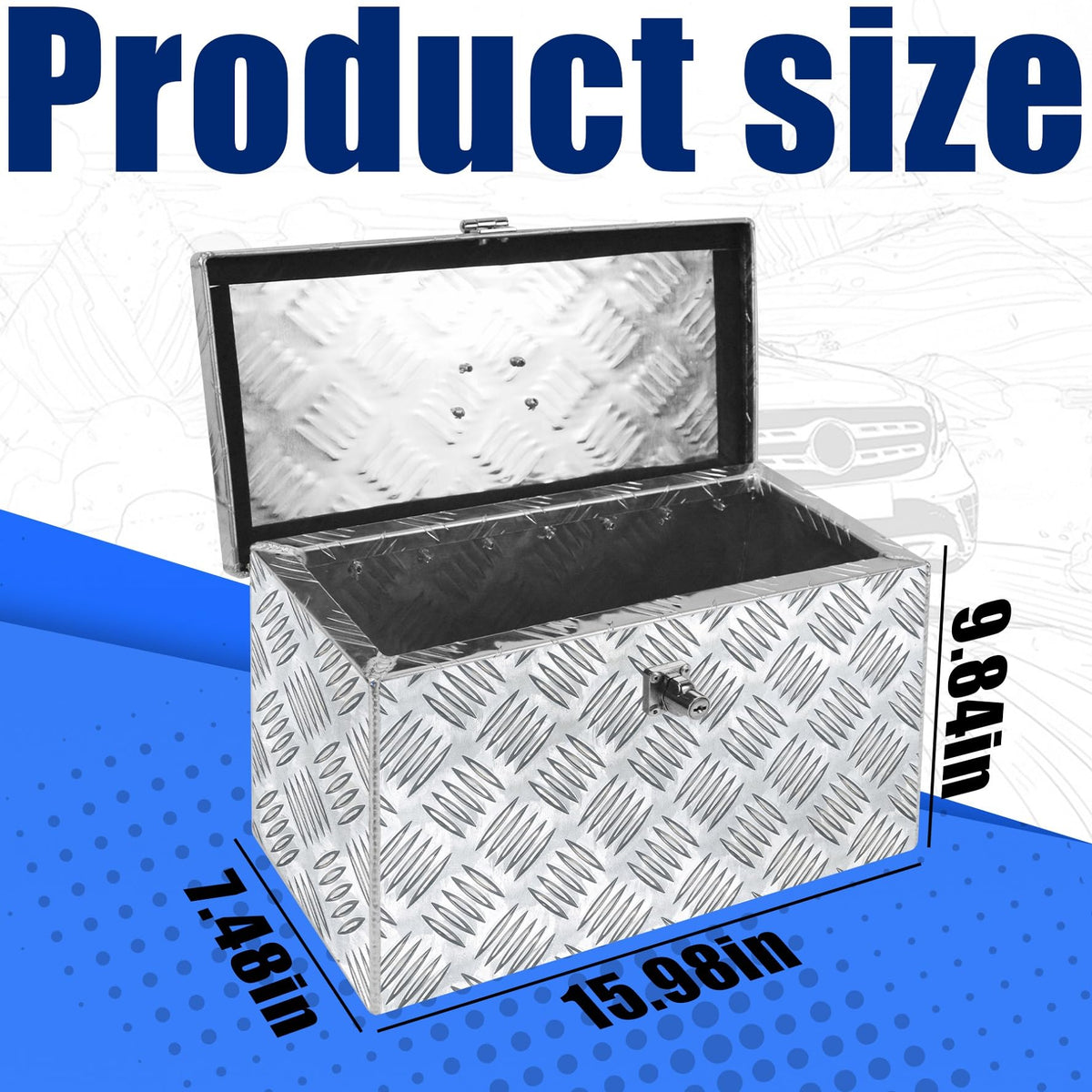 16 Inch Aluminum Waterproof Truck Bed Toolbox with Lock and Keys N788707