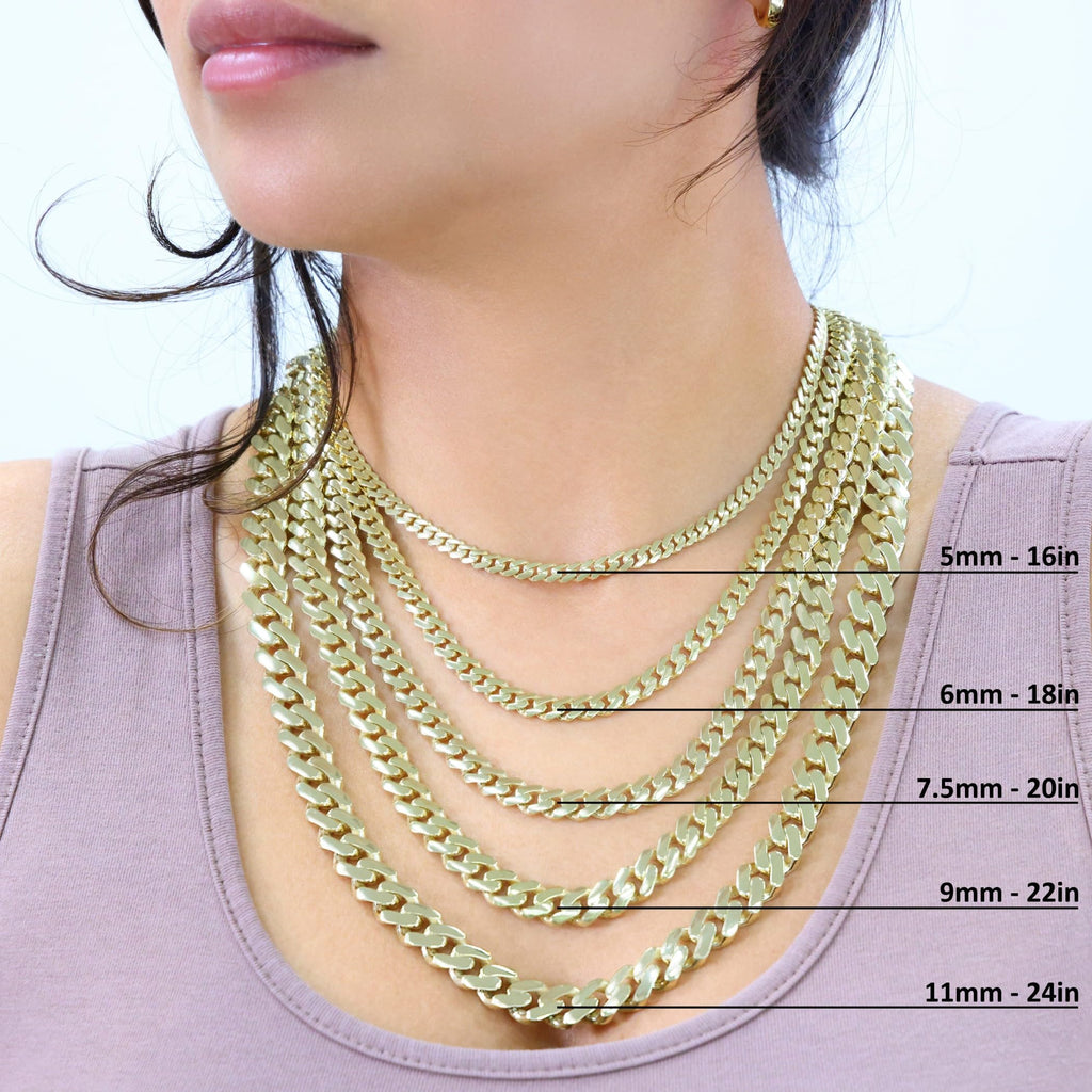 10k Yellow Gold Cuban Link Chain Necklace S518