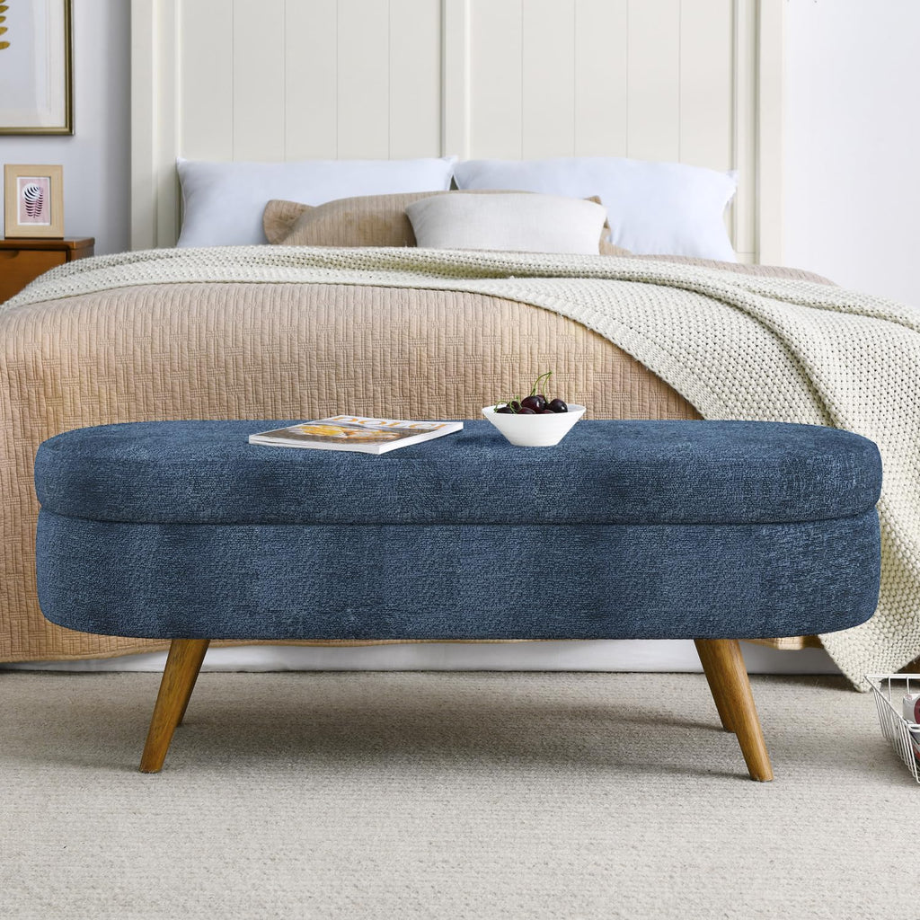Oval Storage Bench with Rubber Wood Legs Y923
