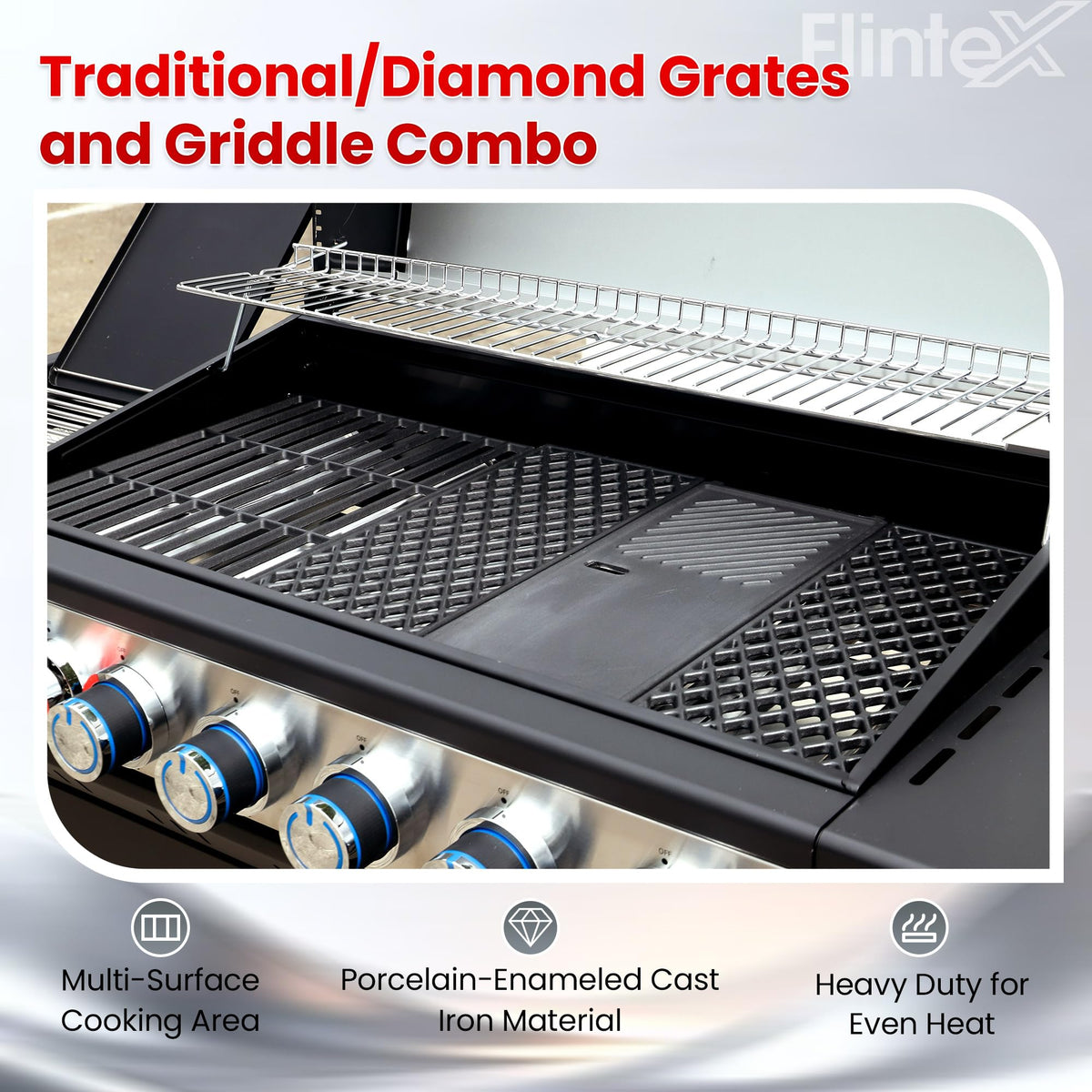 6-Burner Propane Gas Grill with Cast Iron Grates & Griddle, 54,600 BTU, Black K18745
