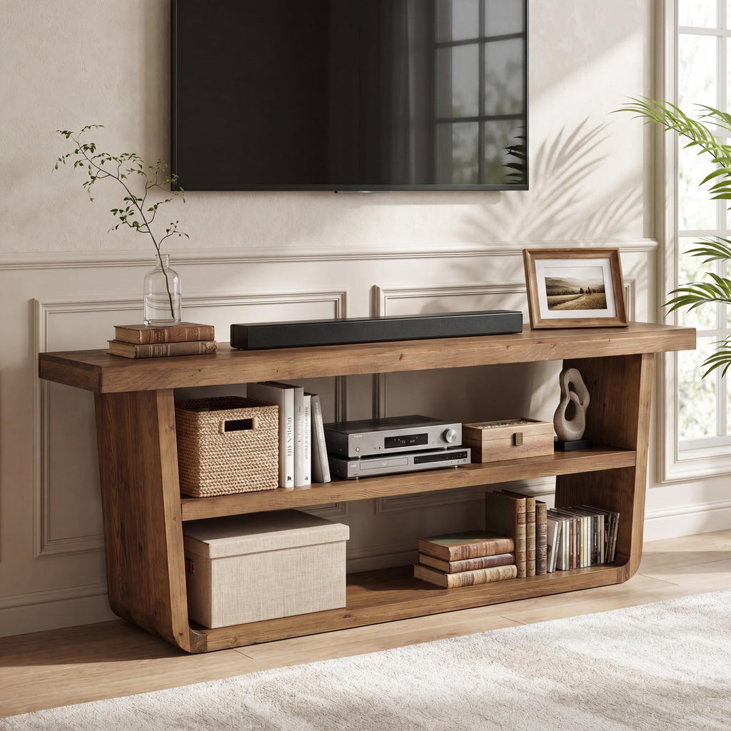 63" Solid Wood 3-Tier TV Stand M127788