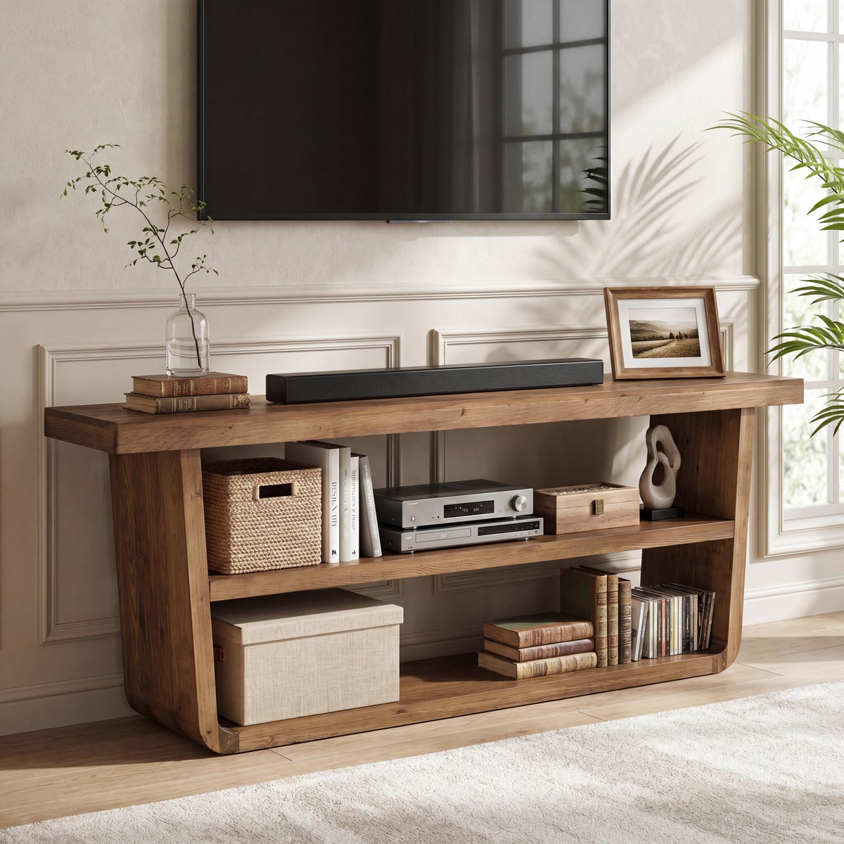 63" Solid Wood 3-Tier TV Stand M127788