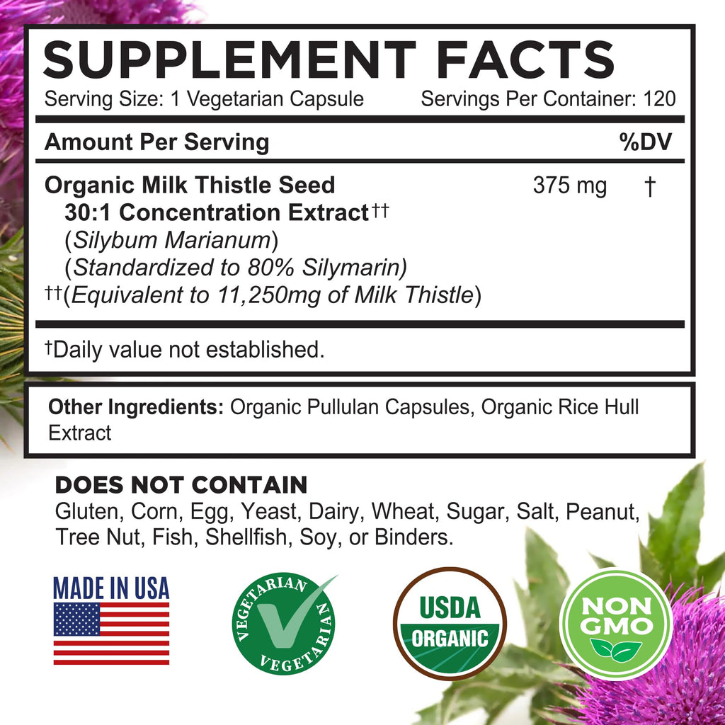 Organic Milk Thistle 120 Vegan Capsules Q21230