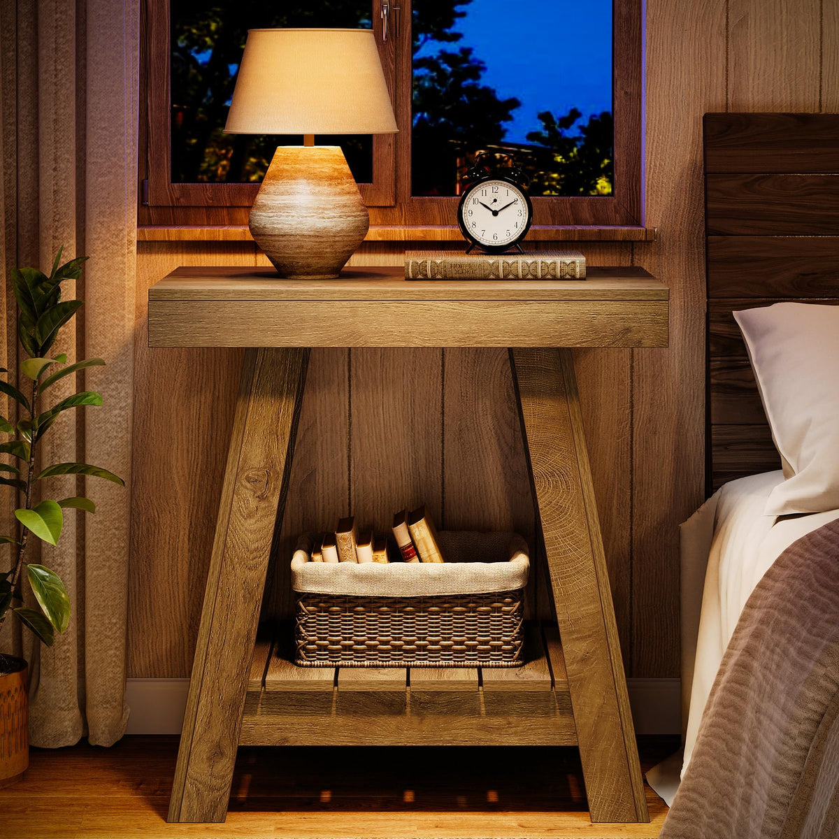 2-Tier Wooden End Table with Storage E21541
