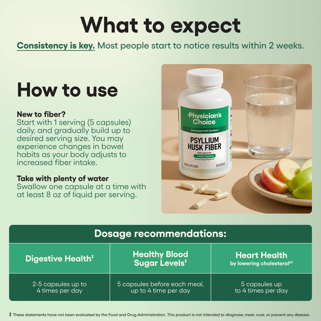 Vegan Psyllium Husk Fiber 300 Capsules W31313